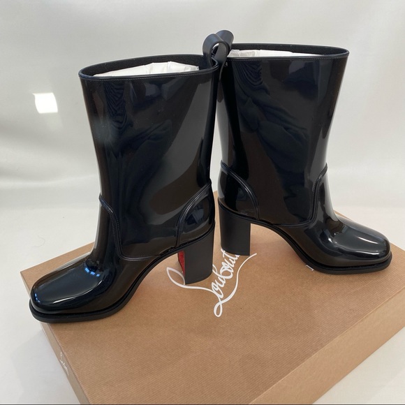 Christian Louboutin Loubirain Loubi Rain Boot Black PVC EU 37 US 7 - Picture 7 of 14